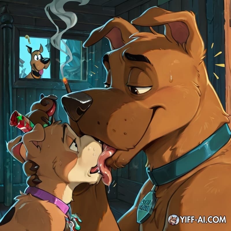  furry, dog, male/male, stoned, courage_the_cowardly_dog, Scooby, smoking_marijuana, soft_vore, oral_vore, 
