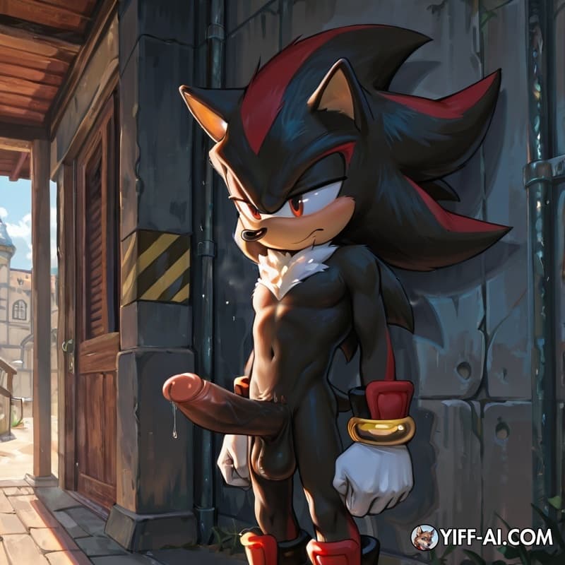 shadow_the_hedgehog, standing, humanoid_penis, erection,