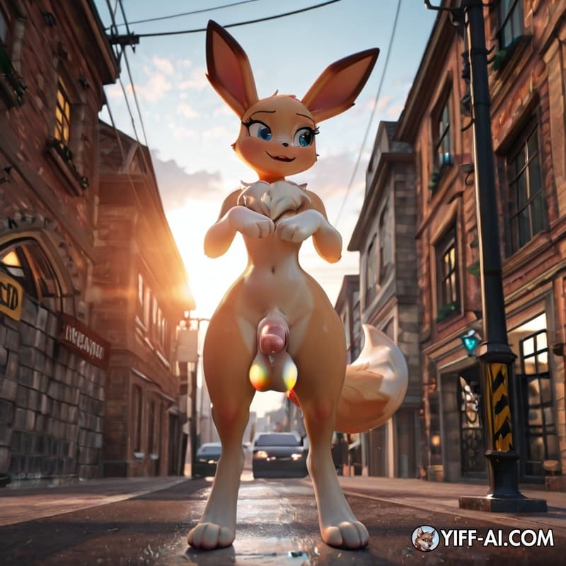 furry eeveelution futanari girls in the city naked 3d