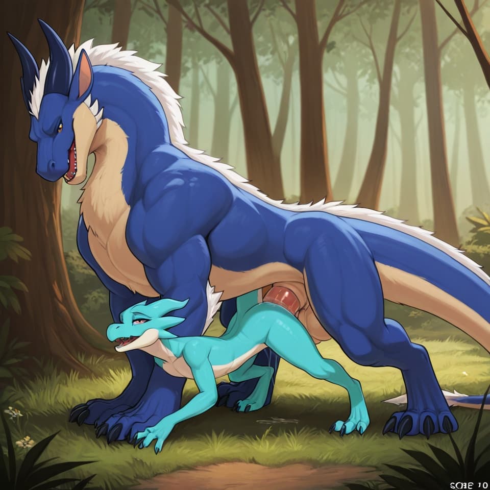 (Male dragon (feral:1.3)), (female kobold) male_penetrating, female_penetrated, fully_inside, size_difference, larger_male, large_penetration,