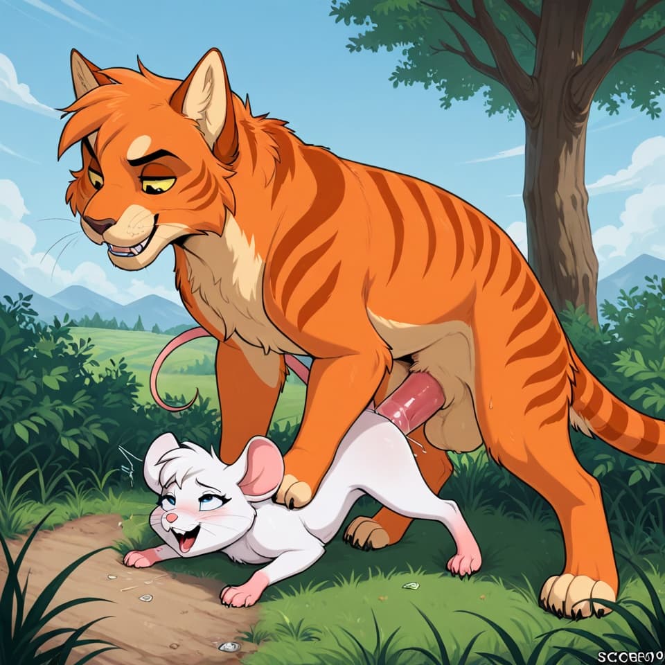 (Male cat, (feral:1.3), humanoid_penis), (female mouse, (feral:1.3)), vaginal_penetration, penetration, feral_on_feral, feral_penetrating_feral, size_difference, larger_male, male_penetrating_female, 