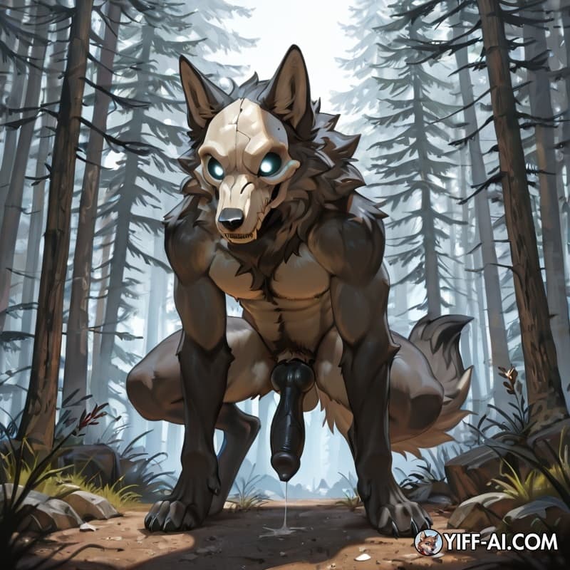 skull_head, wolf, digitigrade, canine_penis, 