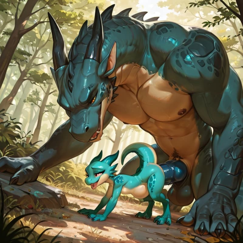 (Male dragon blue big_penis (feral:1.3)), +(female kobold green (feral:1.3)), male_penetrating, female_penetrated, fully_inside, size_difference, larger_male, extreme_size_difference, large_penetratio