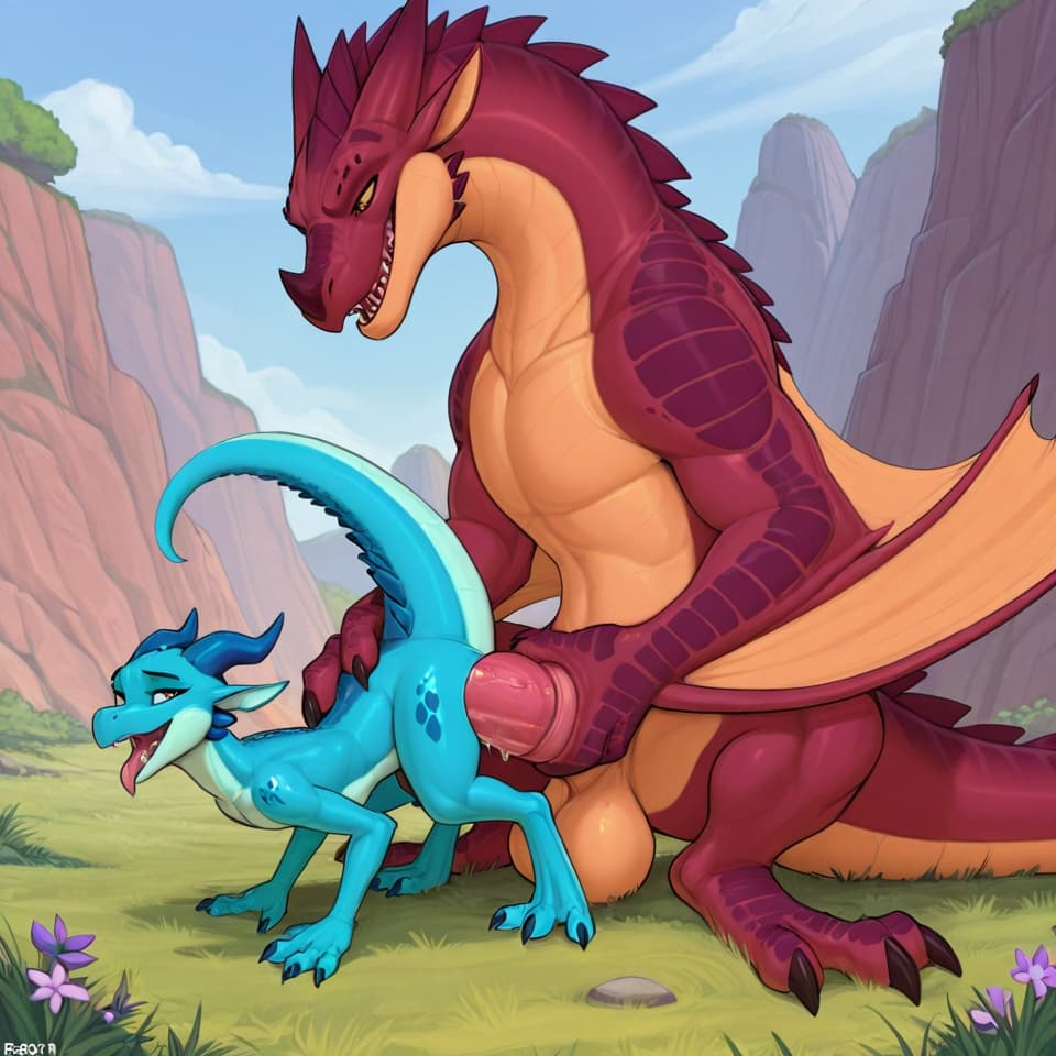 (Male wyvern big_penis (feral:1.3)), +(female kobold (feral:1.3)), male_penetrating, female_penetrated, fully_inside, larger_male, (extreme_size_difference:1.3), (extreme_penetration:1.3),