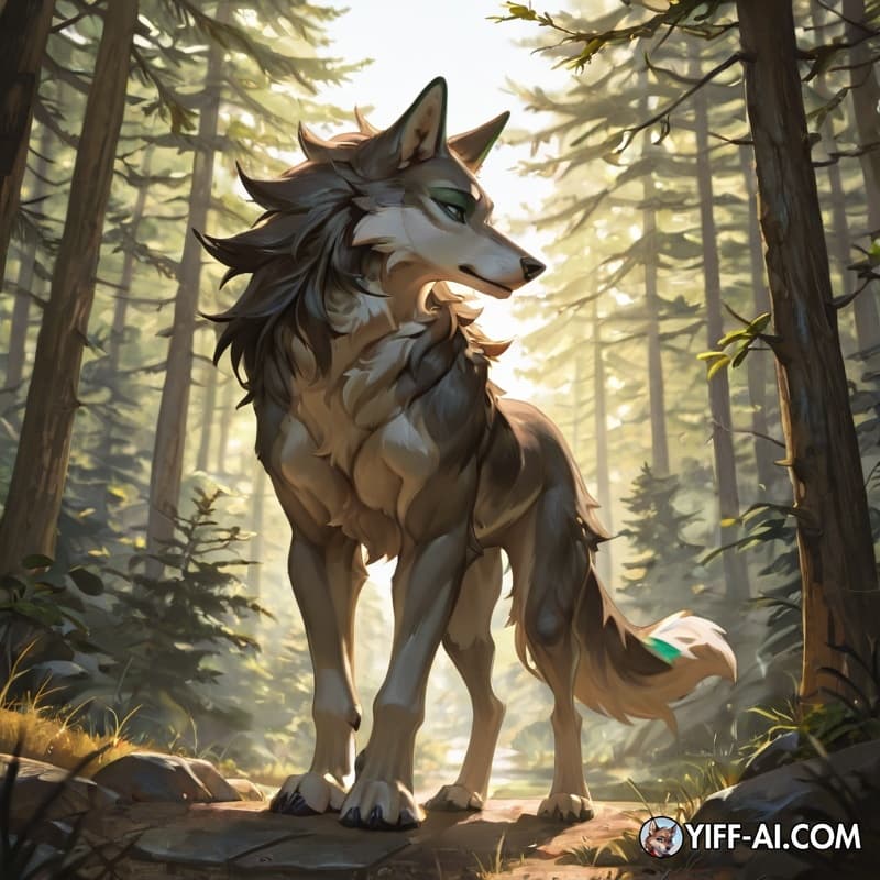 long_hair, wolf_tail, wolf,green_eyeshadow, 