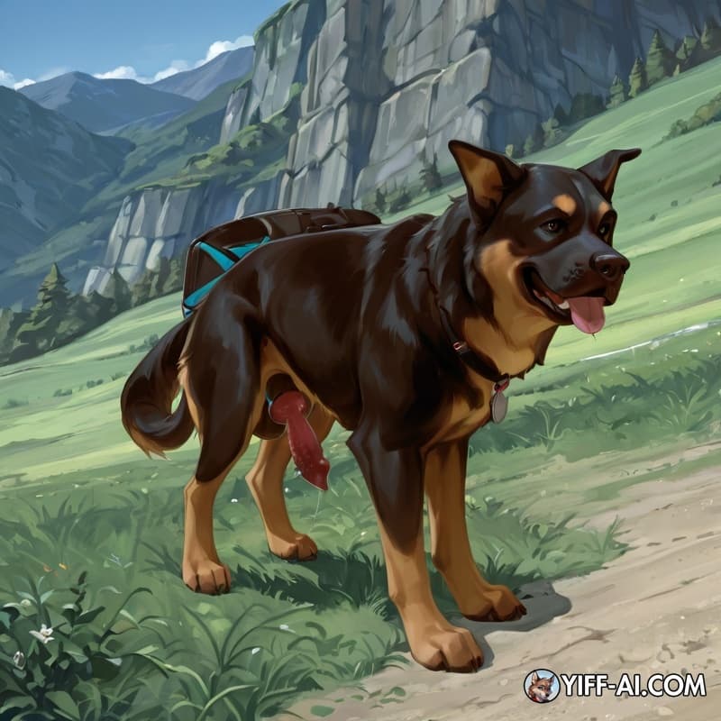  (feral dog showing off his dragon penis:1.9), feral, german_shepherd, animal_genitalia, animal_penis, hybrid_genitalia, hybrid_penis, penile_spines, 30_inch_penis, long_penis, saggy_balls, thick_ball