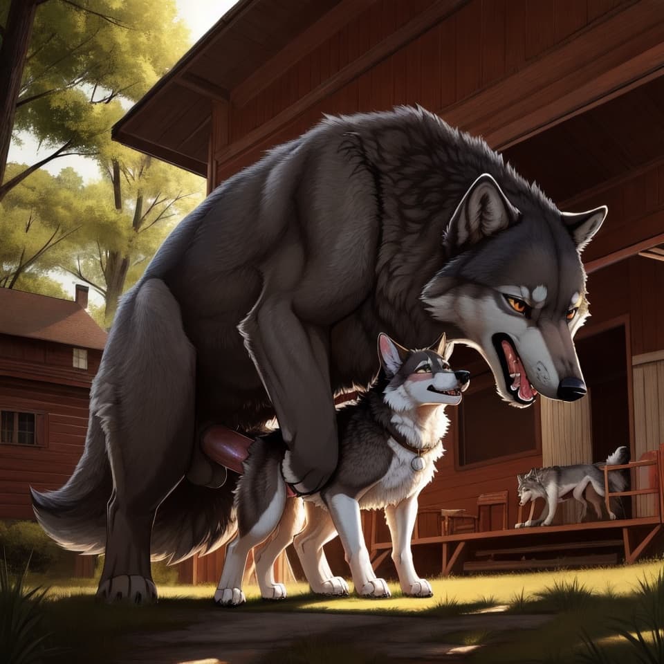 (Male wolf, huge, (feral:1.3), humanoid_penis), (female house_cat, (feral:1.3)), vaginal_penetration, feral_on_feral, feral_penetrating_feral, size_difference, larger_male,
