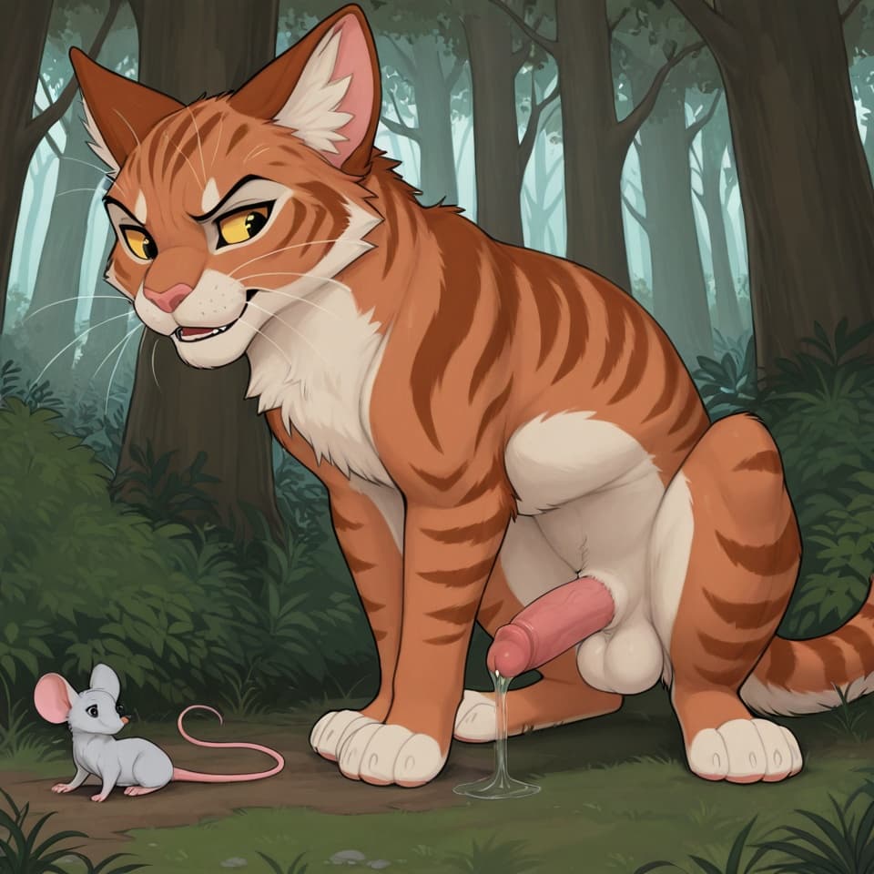 (Male cat, (feral:1.3), humanoid_penis), (female mouse, (feral:1.3)), vaginal_penetration, penetration, feral_on_feral, feral_penetrating_feral, size_difference, larger_male, male_penetrating_female, 