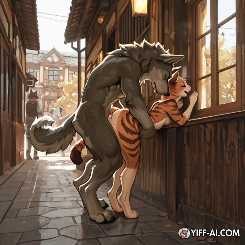 anthro_on_anthro, cat_tail, wolf_tail, public_sex, 