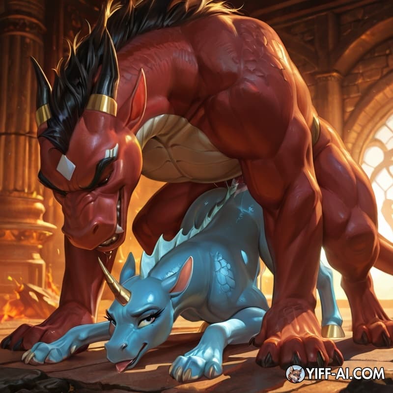 Duo, Ladon White Bone Dragon Male (from Movie Shazam! Fury of the Gods) penetrated black Unicorn female (from Movie Shazam! Fury of the Gods), feral, realistic

