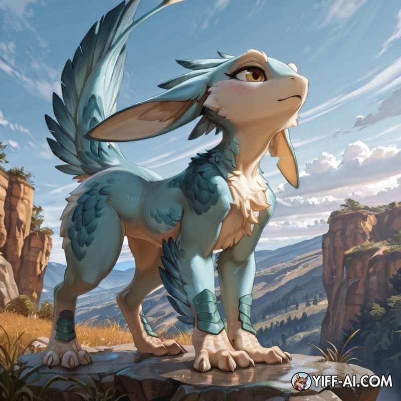 Submissive avali girl, soft blue_feathers, 