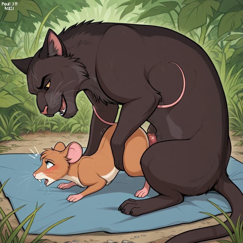 (Male cat, (feral:1.3), humanoid_penis), (female mouse, (feral:1.3)), vaginal_penetration, penetration, feral_on_feral, feral_penetrating_feral, size_difference, larger_male, male_penetrating_female, 