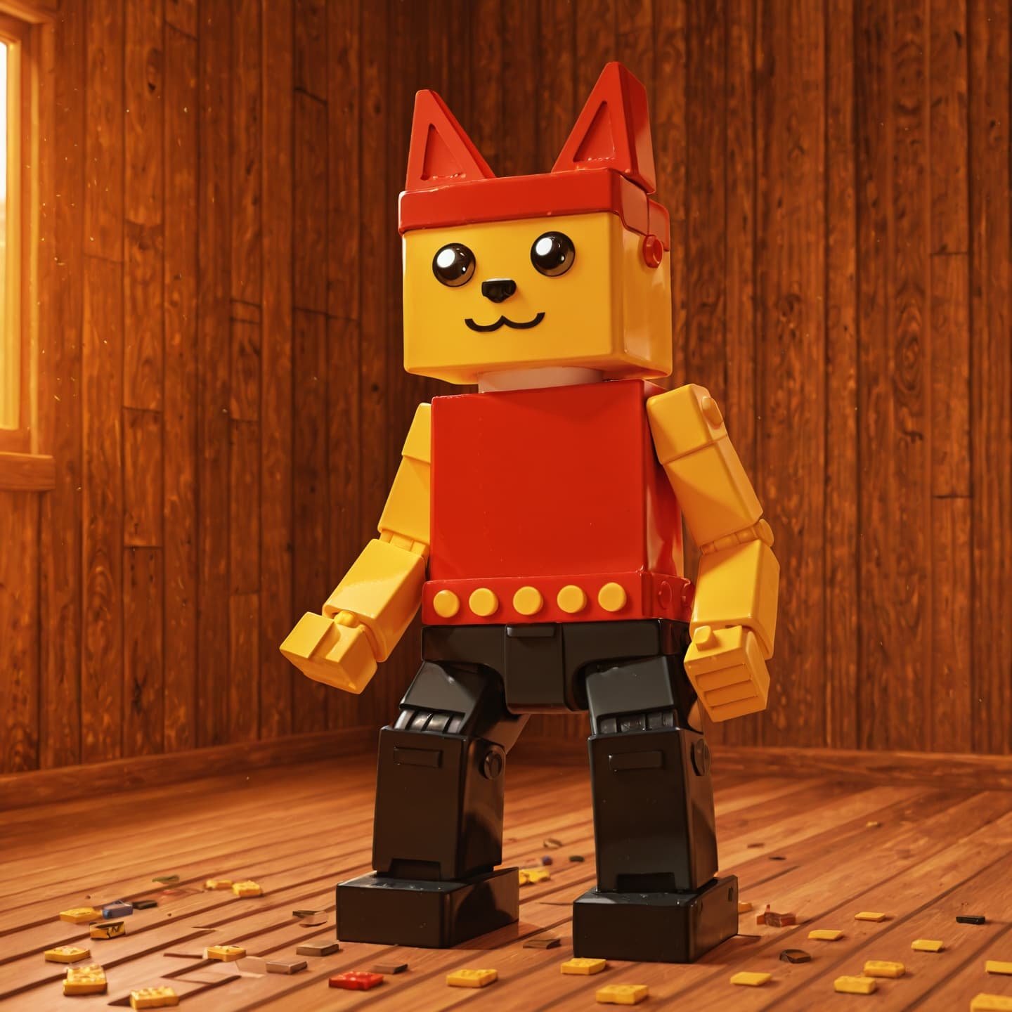 (Lego_art:1.4), solo, anthro, male, canid, standing, legos, made_of_legos,