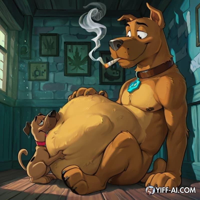  furry, dog, male/male, stoned, courage_the_cowardly_dog, Scooby, smoking_marijuana, soft_vore, 
