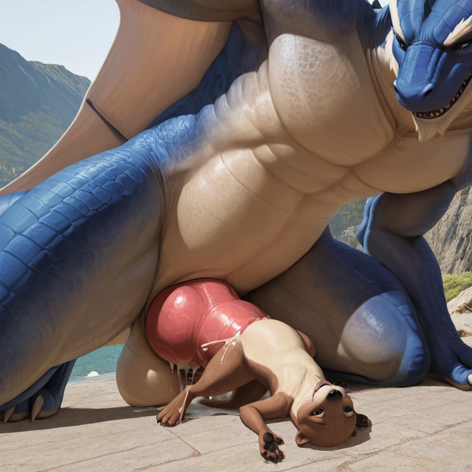 +Dragon, realistic_feral, male, huge, big_penis, +otter, female, dragon_penetrating_otter, vaginal_penetration, living_condom, cum_in_vagina, size_difference,