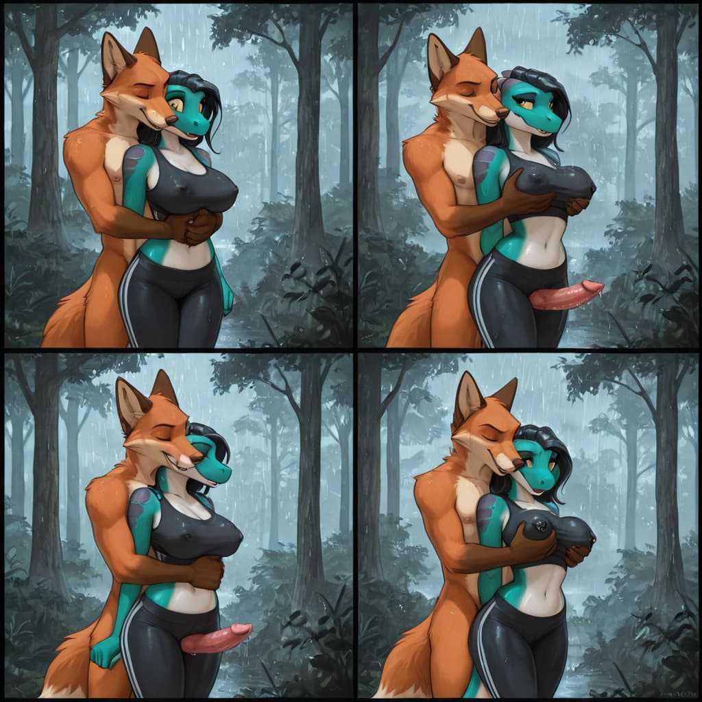 By nickii, by tartii, by ECMajor Anthro, Female, nipple_piercing, big_breasts, vagina piercing, facial_piercing, hair duo_focus, male/female, Male and female, spiked_penis, sheathed_tapering_penis,