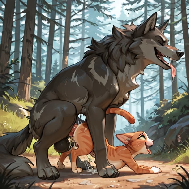  (male wolf squatting) , (female_cat), penetration, (extrene_size_difference:1.3), larger_male, balls_deep,  (playful:1.3), (happy_sex:1.3), (feral_female:1.3), (feral_penetrated:1.3), (vaginal_penetr