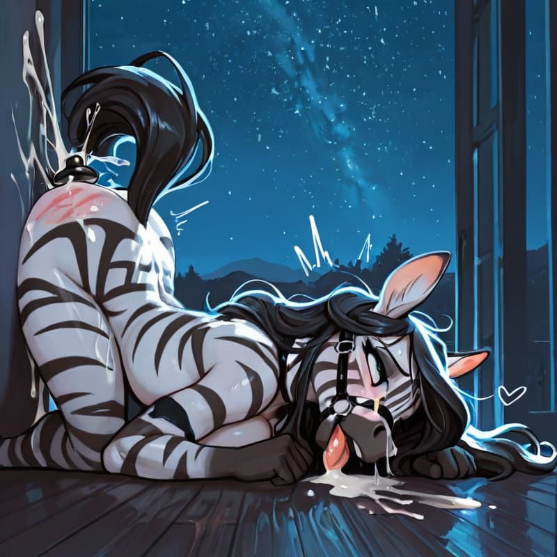 by_the_miniscule_task:1.7, long_hair, female_zebra, ass_up, face_on_floor, moan:1.6,  medium_breasts,   messy_hair:1.6,  orgasm_face:1.6, vaginal_squirting, fucked_silly:1.9, bite_marks:1.6, night_tim