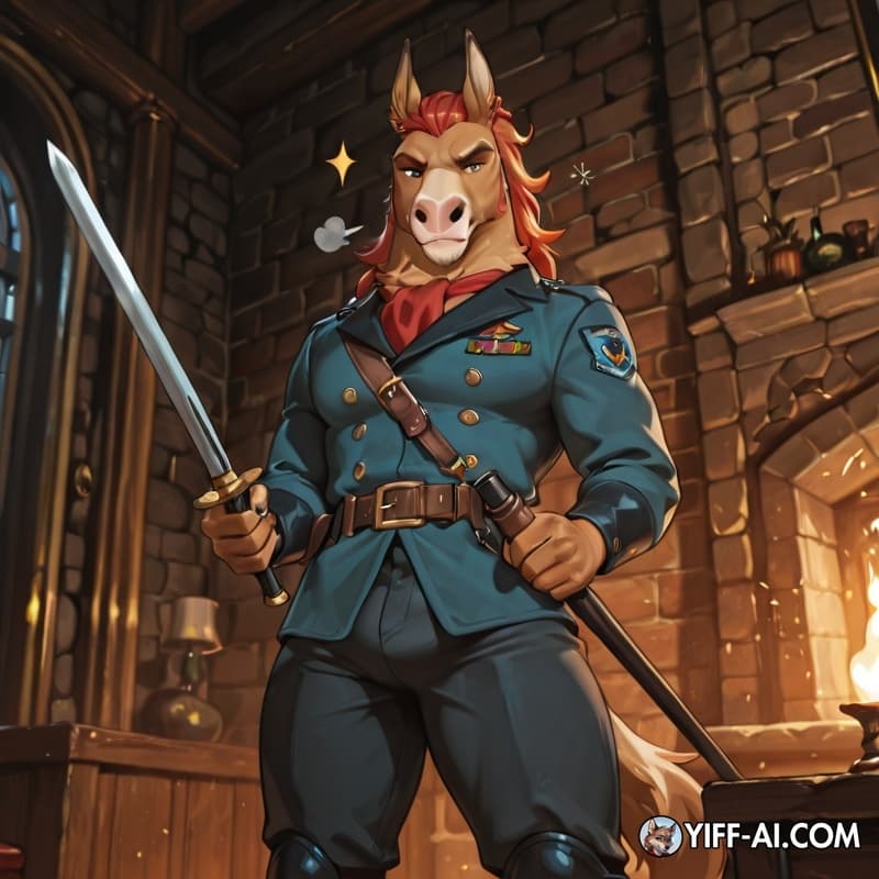 Her ears twitch toward the rustle of fabric, eyes darting to the familiar blue of her duty belt clutched in Anon’s grip. "Oh thank fuck—" She reaches greedily for the baton, only to pause mid-grab as