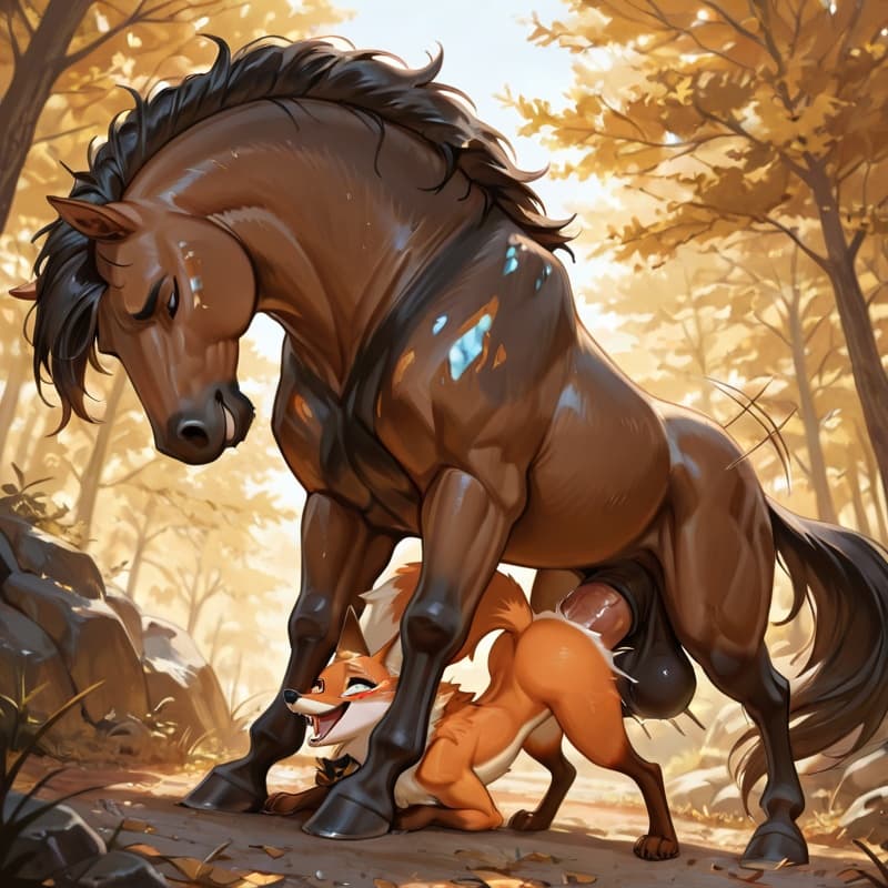 , male wolf equine_penis, (female_fox ), penetration, (extreme_size_difference:1.3), size_difference, larger_male, (balls_deep:1.3), (playful:1.3), (happy_sex:1.3), (feral_penetrated:1.3), vulva, 