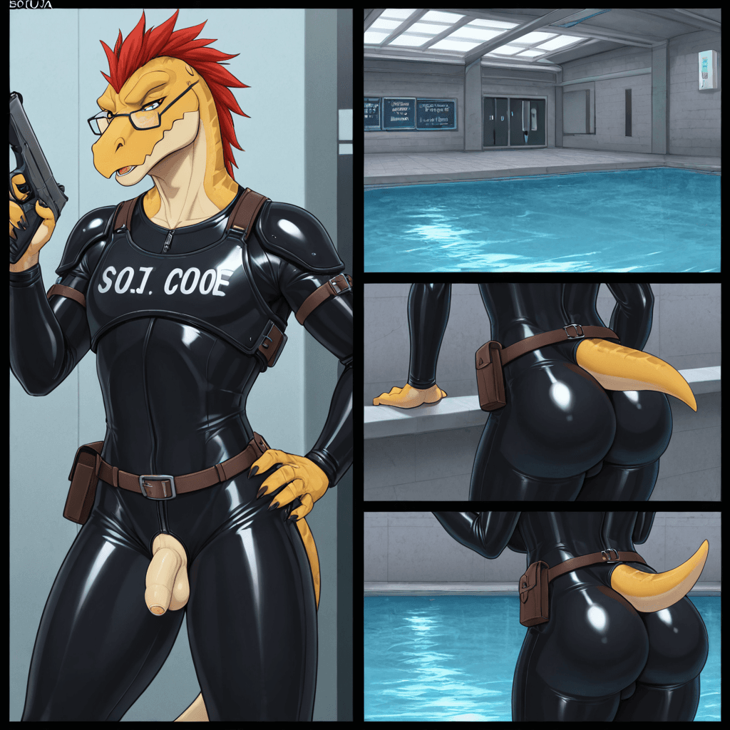 by brouva, by dark_nek0gami, by spiritalpham skinny Male, Male Kig-yar Ruuhtian scales, vanilla skin vanilla body, foreskin, small_penis, micropenis, short_tail, solo_Focus multiple_piercings, short_m