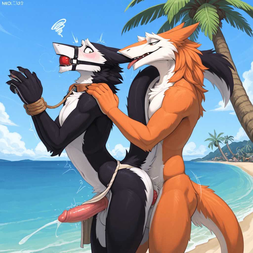by jetshark, By klongi, by mick39 sergal, Long penis, sheathed_tapering_penis, spiked_penis, ineffective_loincloth, duo_focus, male/male,  island, water pirate, bandit, molest, molestation, butt, anal