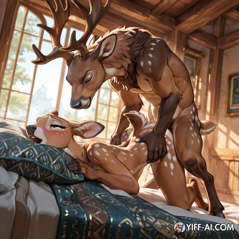 anatomically correct feral deer  girl getting fucked doggystyle 