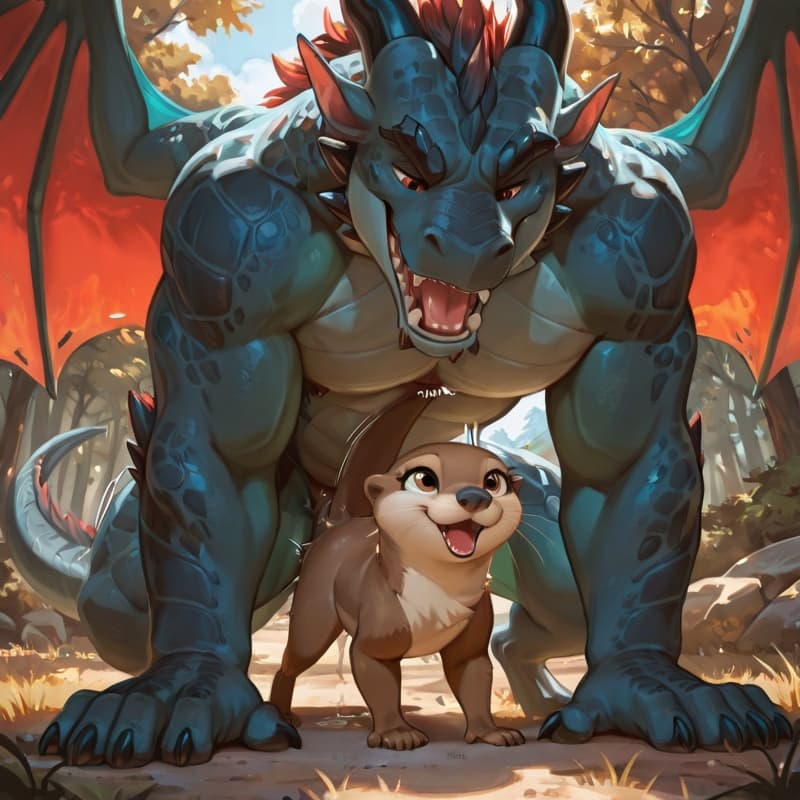 Natis_01 (bad_parenting:1.3), male dragon, (female_otter tits), penetration, (extreme_size_difference:1.3), size_difference, larger_male, (juvenile_female:1.3), balls_deep, (juvenile:1.3),  (younger_f
