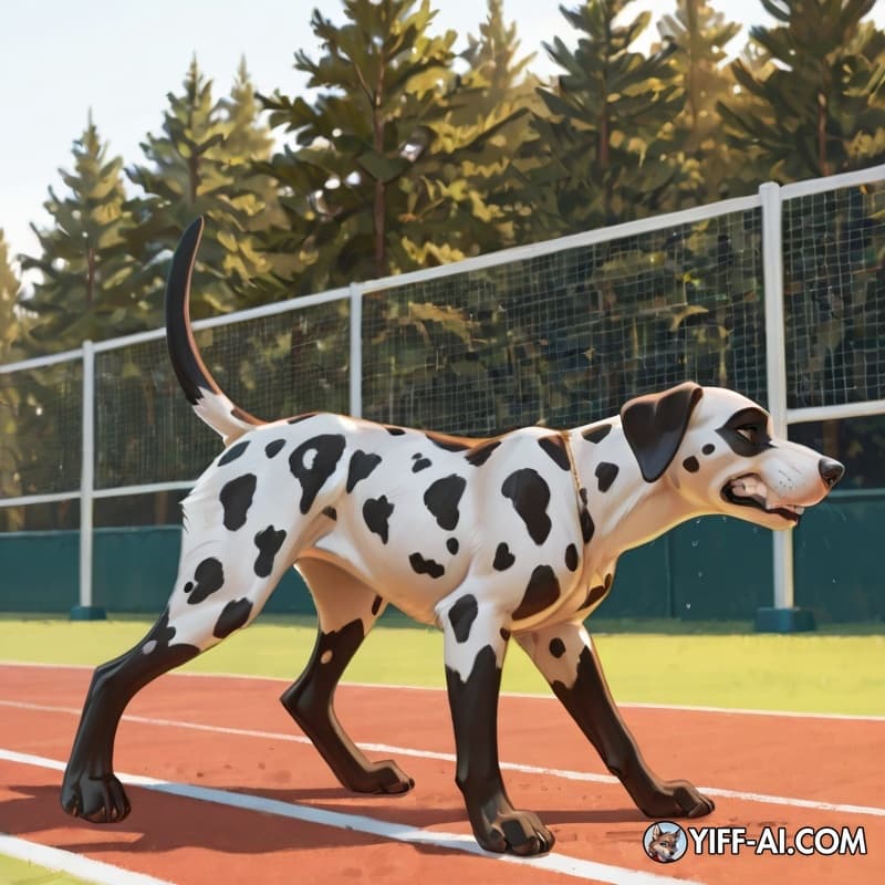 dog, feral, female, dalmatian, canid, animal_genitalia, animal_vulva, slim, human, anal_insertion, tennis_ball_in_ass, side_view, presenting_hindquarters, raised_tail, tears_of_pain, clenched_teeth, s
