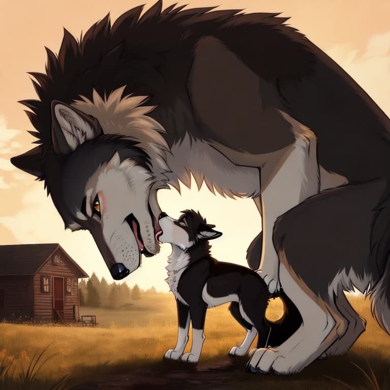 (Male wolf, huge, (feral:1.3), humanoid_penis), (female house_cat, (feral:1.3)), oral_penetration, feral_on_feral, feral_penetrating_feral, size_difference, larger_male, random_position,