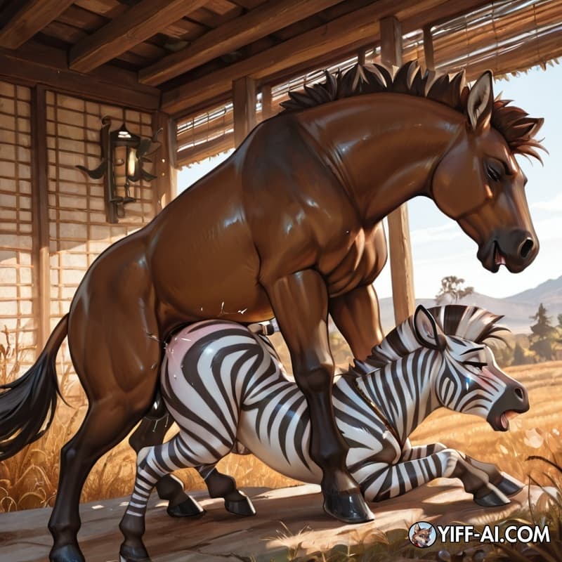 Duo, male Stag, penile_penetration,  female Zebra, feral_on_feral

