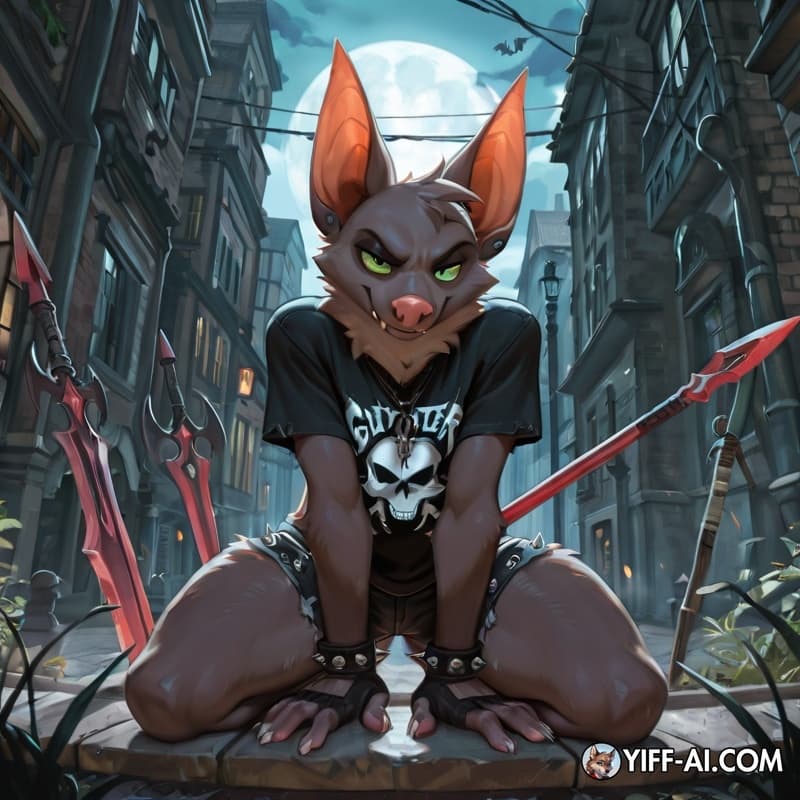 Solo, anthro, bat, greater_spear-nosed_bat, green_eyes, punk,