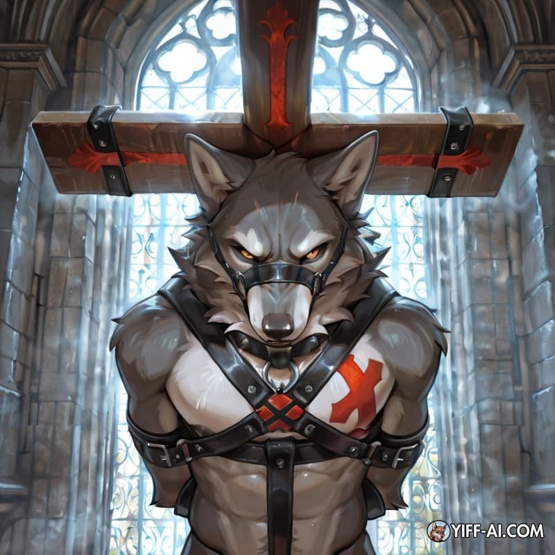wolf，bondage，saint_andrew's_cross