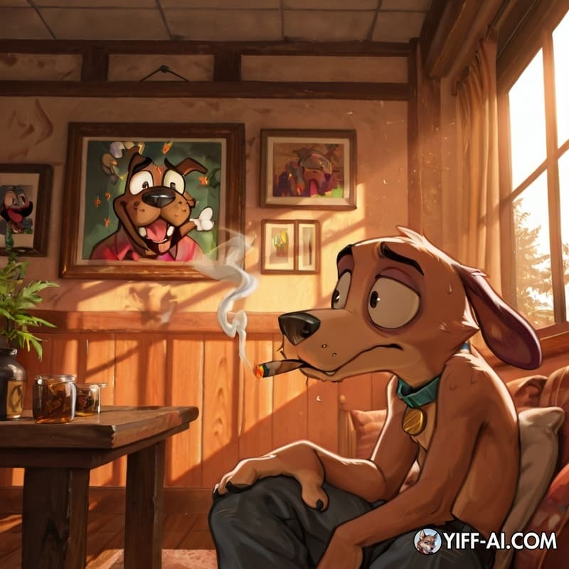 male/male, gay, yiff, soft vore, furry, courage the cowardly dog, stoned, smoking_marijuana,