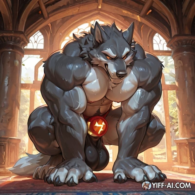 Big alpha muscle wolf, big muscles. Huge red knot very thick knot. Big balls. Heavy muscle pecs. Muscle arms. Huge paws. Muscle pups worshipping my lnot