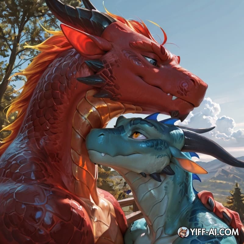 Duo, heterochromia, dragon, orgazm, realistic,