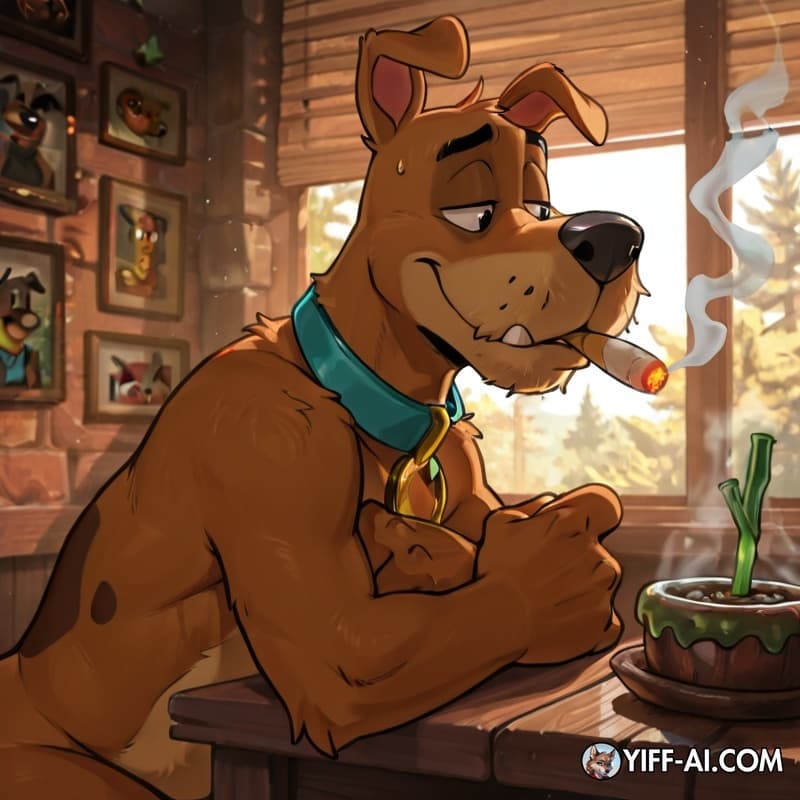 male, furry, gay, stoned, soft_vore, smoking_marijuana, cartoon, courage the cowardly doggy, Scooby doo,