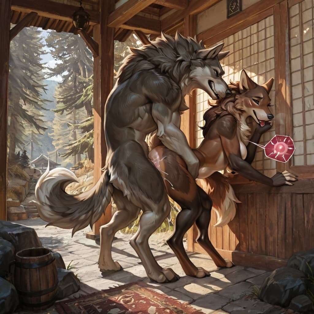 bestiality, bestiality_impregnation, feral_on_top, wolf_on_dragon, feral_penetrating_anthro, digitigrade, leg_glider_position