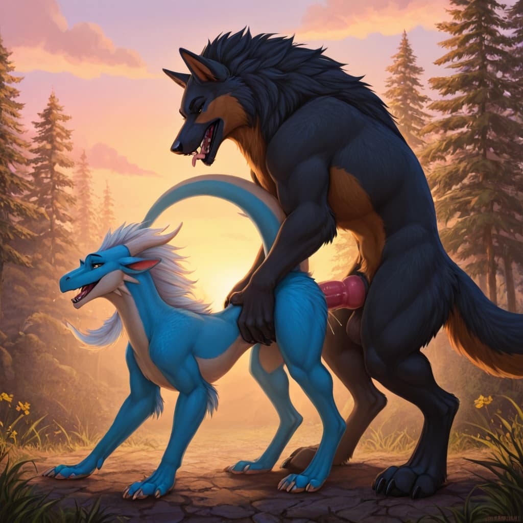 By_Neshi, feral_wolf, realistic_feral, bestiality, detailed_fur, wolf_penetrating, dragon_penetrated, wolf_penetrating_dragon, digitigrade, slim_anthro, anthro_dragon, furred_dragon, bestiality, inter