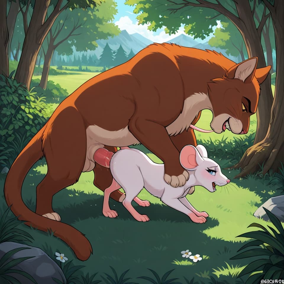 (Male cat, (feral:1.3), humanoid_penis), (female mouse, (feral:1.3)), vaginal_penetration, penetration, feral_on_feral, feral_penetrating_feral, size_difference, larger_male, male_penetrating_female,