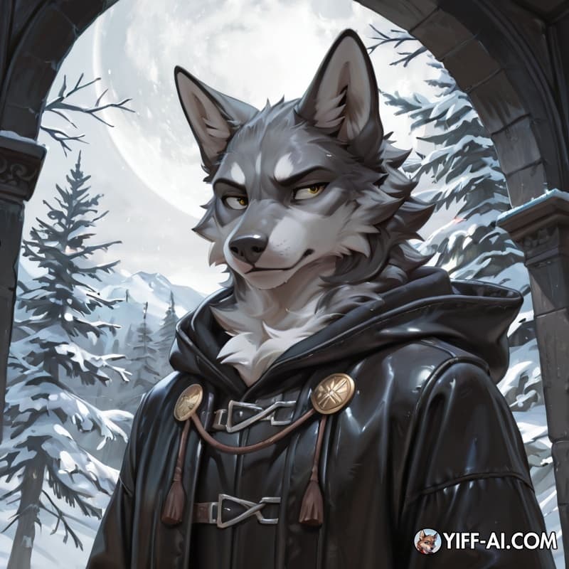 Male black and white feline barb cock female wolf moon Grey fur being breed