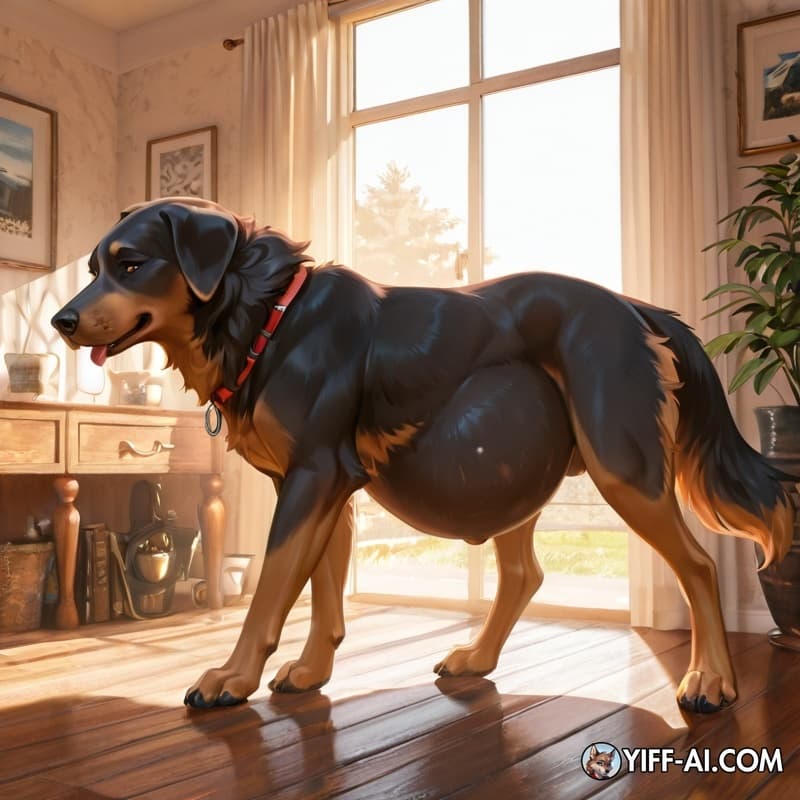 solo, feral, domestic_dog, standing, pregnant_female,